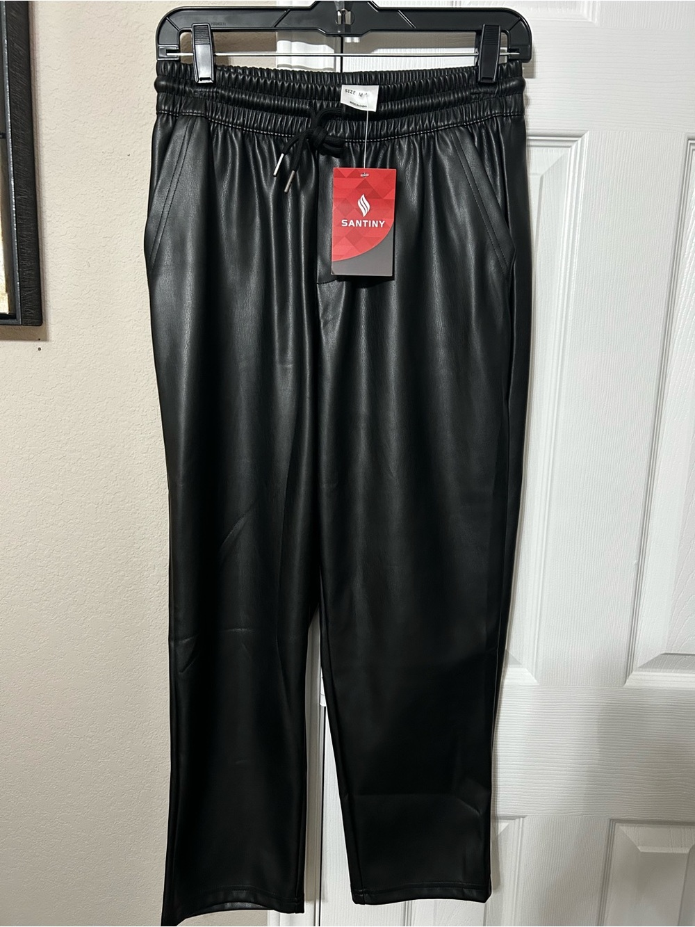 SANTINY Women's Faux Leather Pants size (medium)